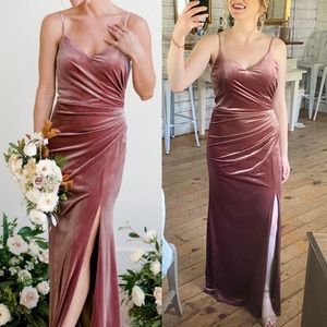 Revelry Rory Velvet Dusty Rose Bridesmaid Dress Size 6